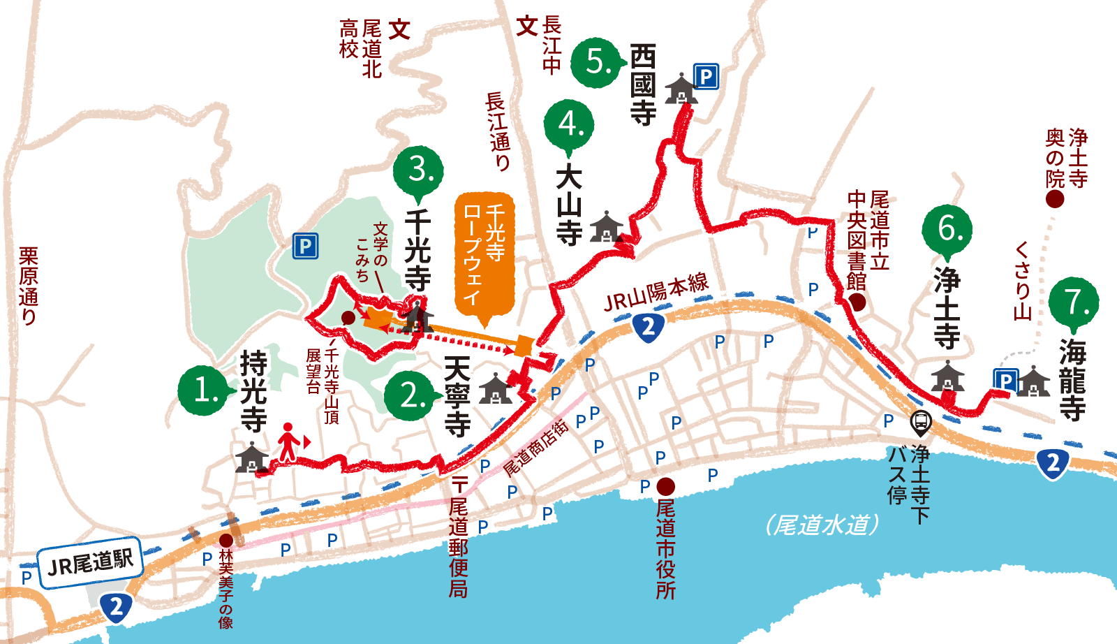 七佛めぐりマップ(東回りコース)