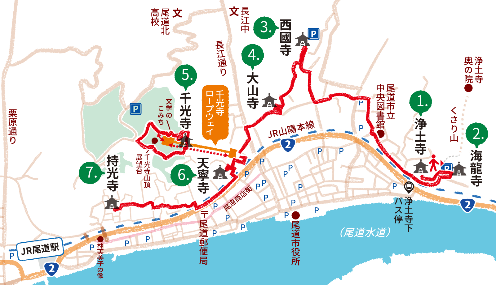 七佛めぐりマップ(西回りコース)